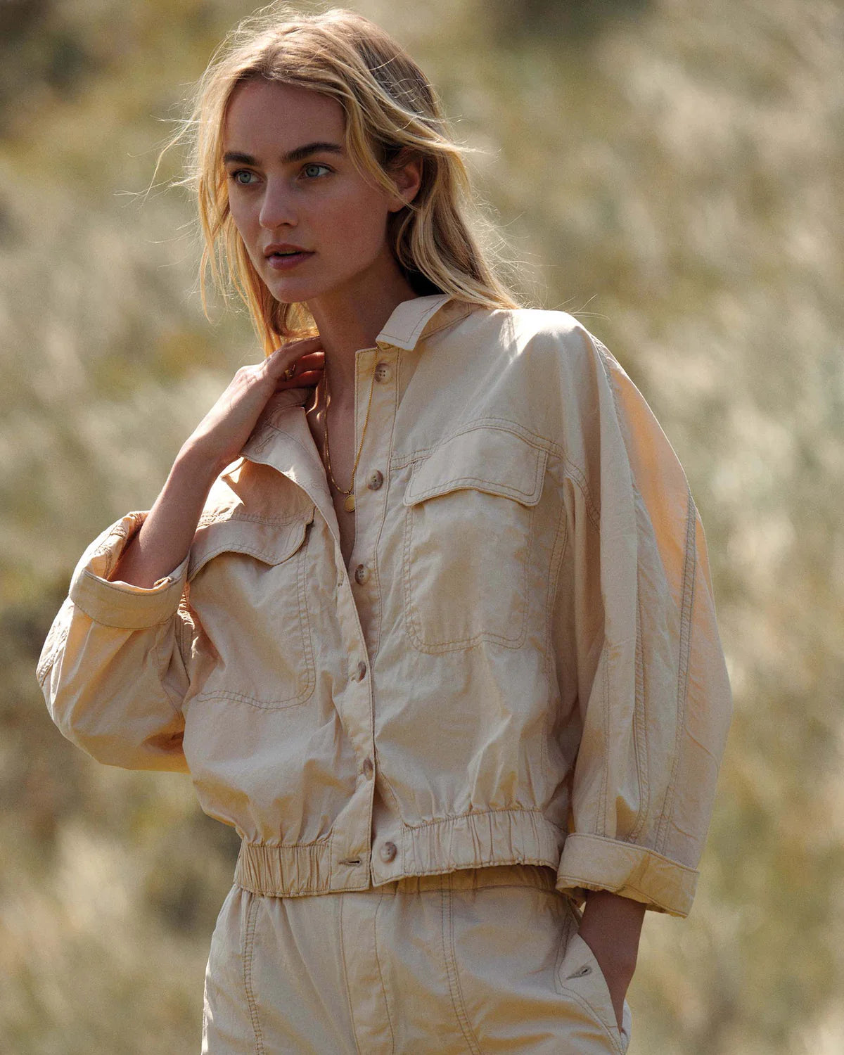 100% Cotton Batwing Jacket in Buttercream