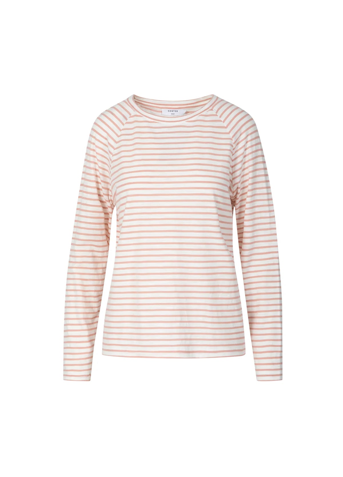 100% Cotton SILLA Long Sleeve T-Shirt in Light Pink/White Stripe