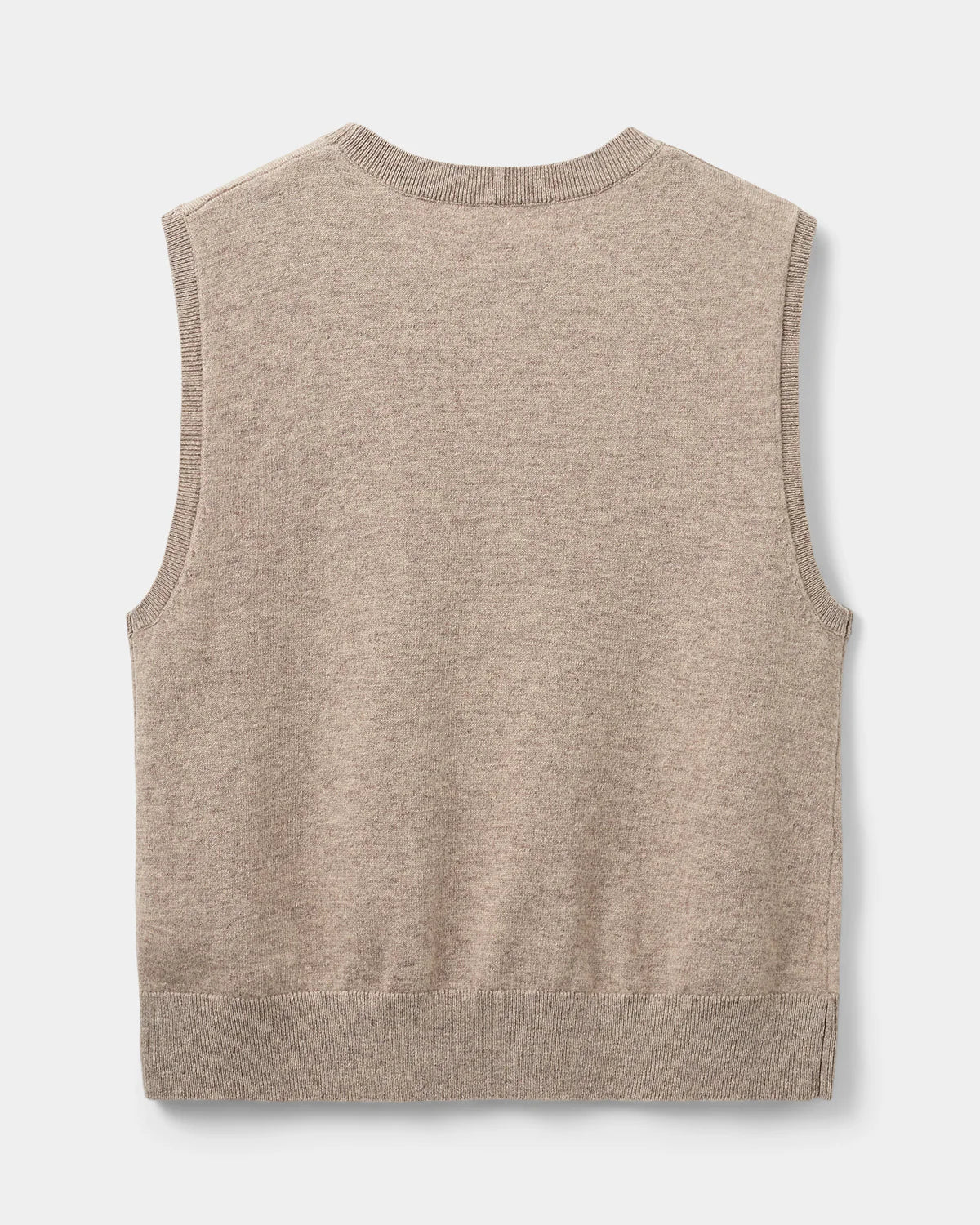 100% Merino Sleeveless Vest in Brown Melange