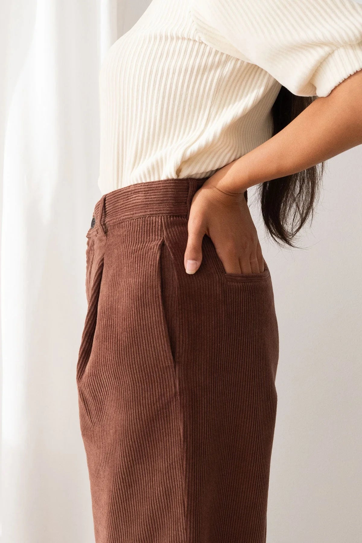 Haruku Cord Trousers in Cappuccino