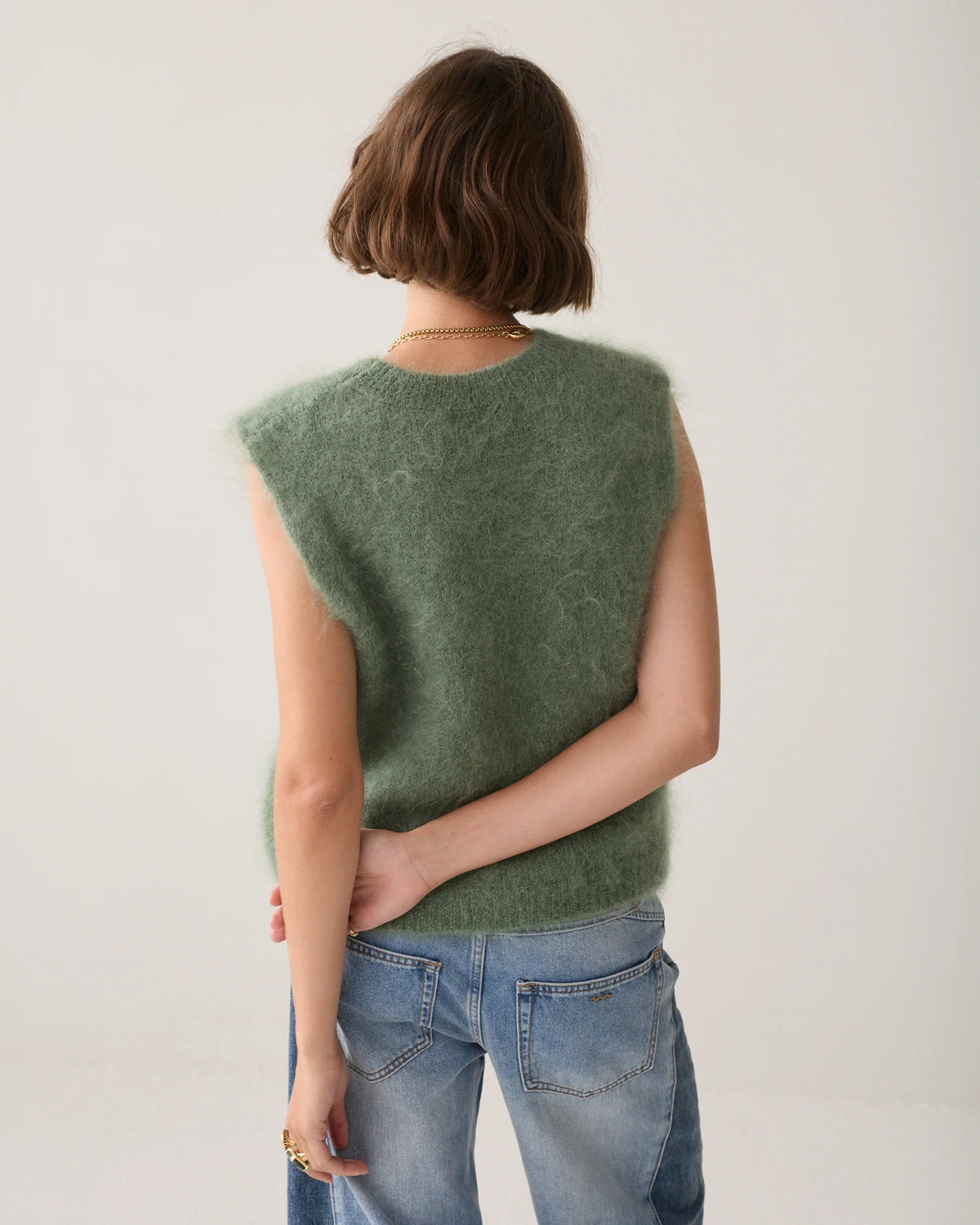 Mohair Vest Top in Thyme Green