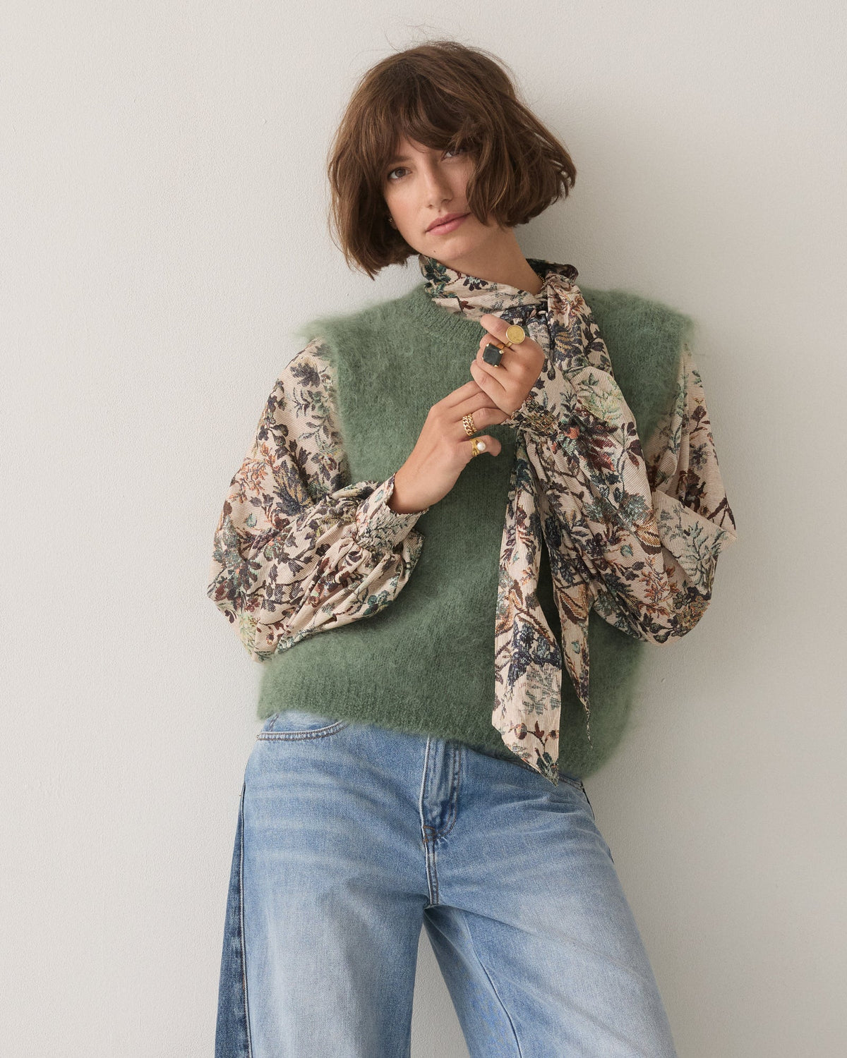 Mohair Vest Top in Thyme Green