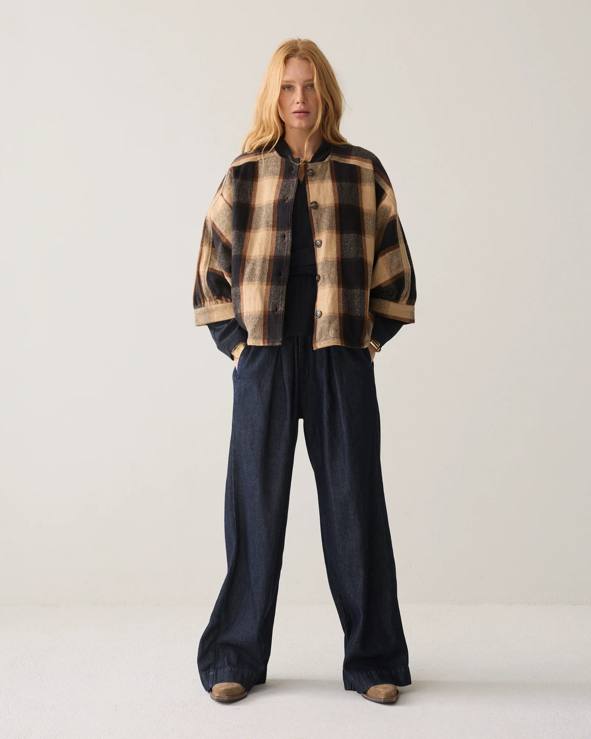 100% Cotton Jacket in Brown Check