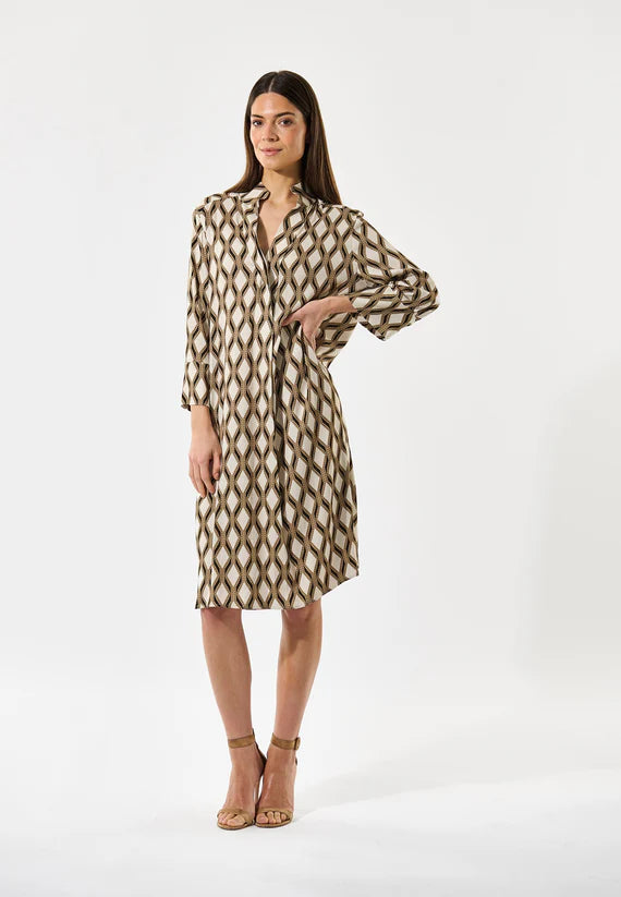 Kamilles 100% Viscose Crepe Dress in Brilliante Graphic