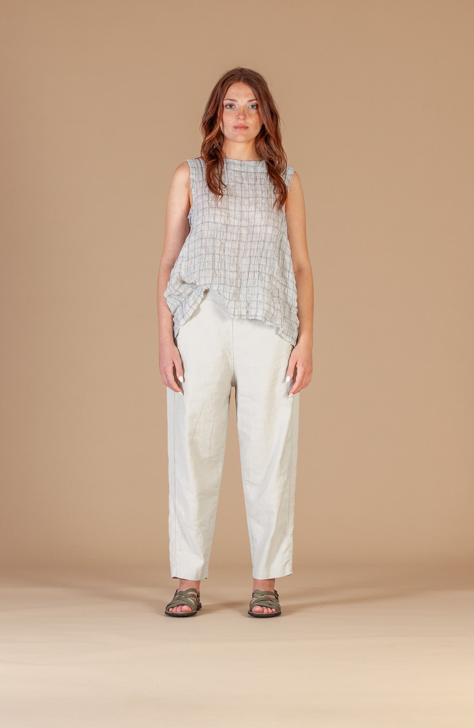 Terra D 100% Cotton and Linen Trousers in Cream
