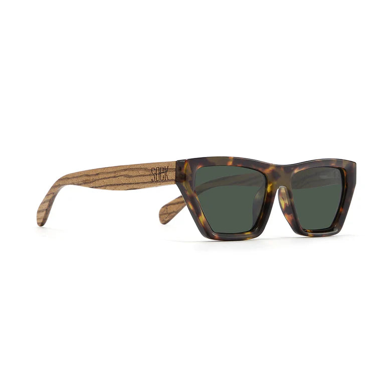 Nilaa Honey Tortoise Sunglasses with Walnut Arms and Graduated Brown Lens