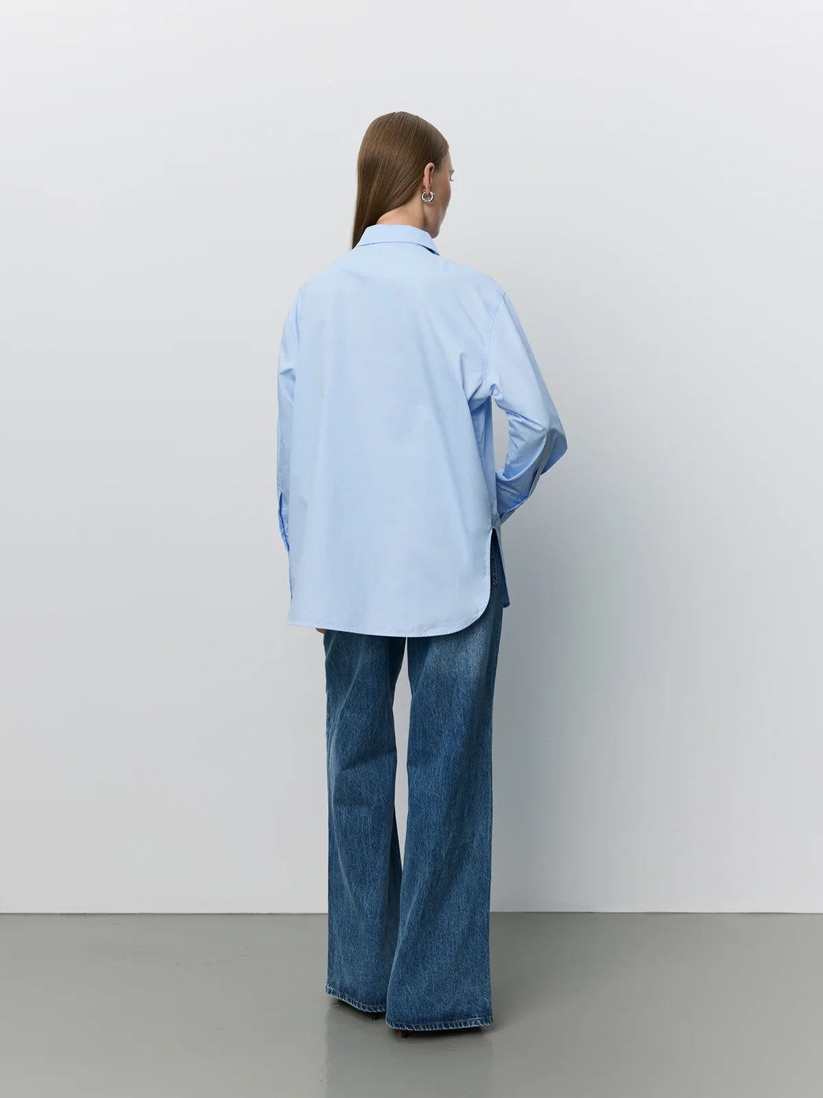 Perla 100% Cotton Poplin Shirt in Light Blue