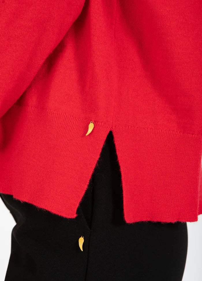 Knit with Round Neck in Scarlet Red