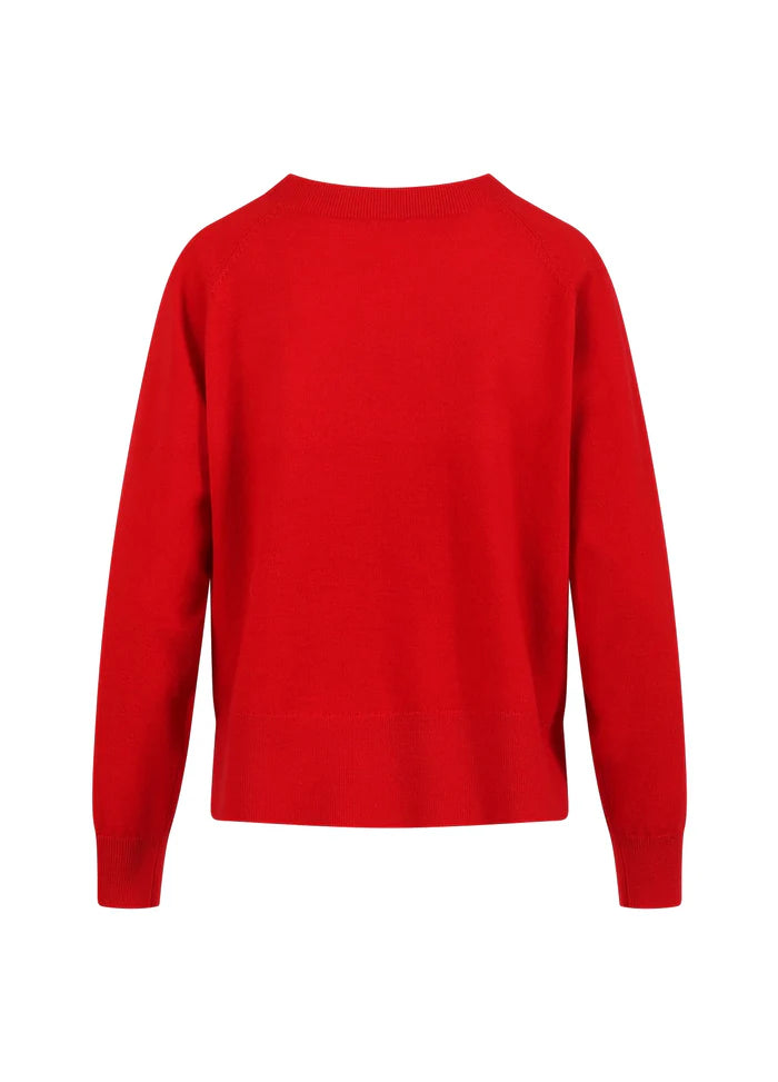 Knit with Round Neck in Scarlet Red