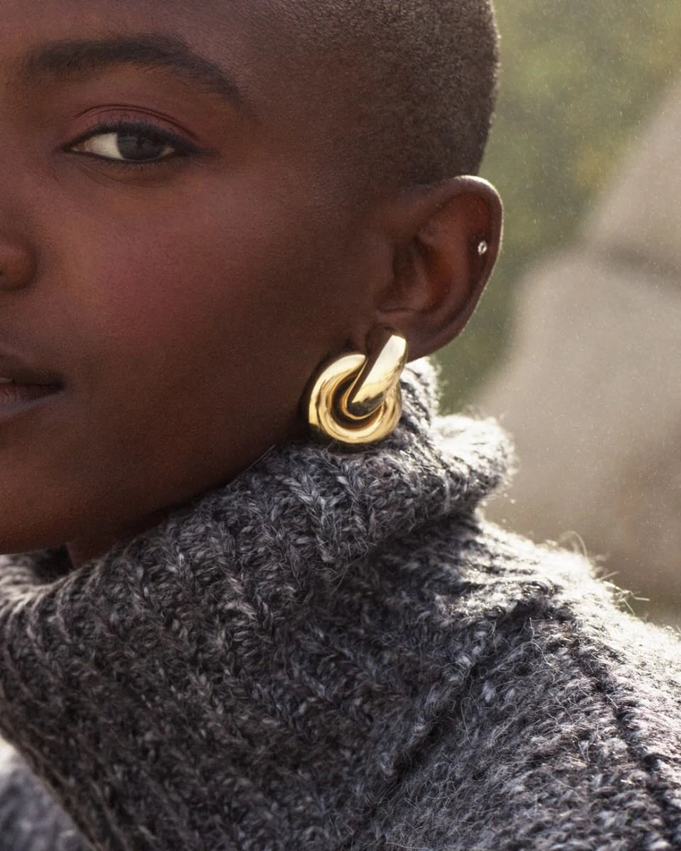 Redondo Large Studs in 14k Gold Plating on Stainless Steel