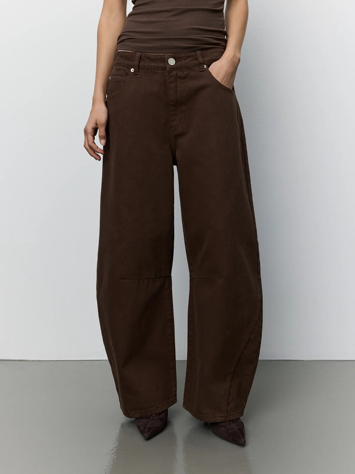 Tomar 100%Cotton Denim Trousers in Dark Brown