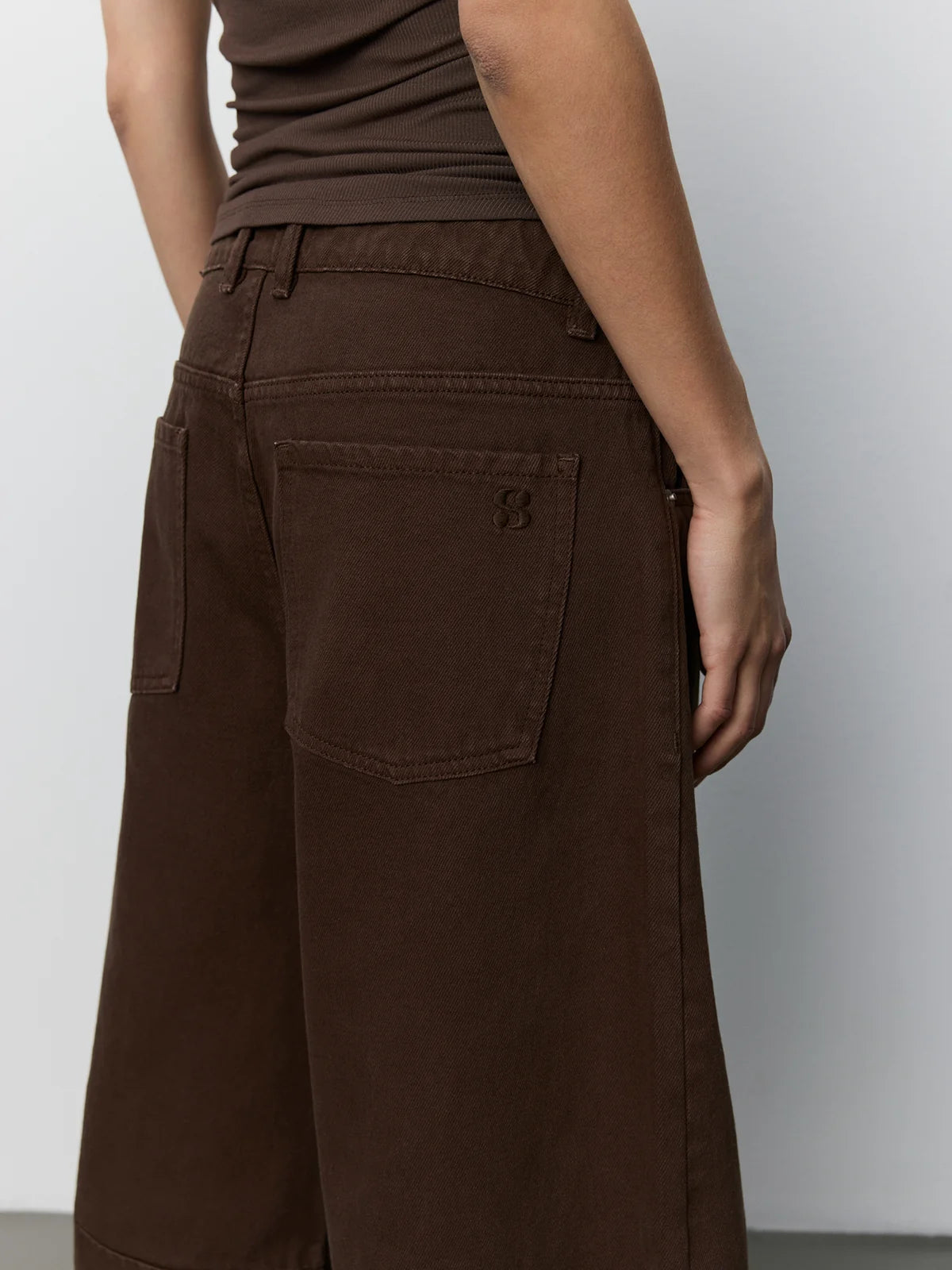 Tomar 100%Cotton Denim Trousers in Dark Brown