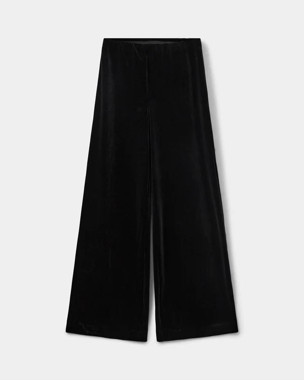 Velvet Wide Legged Trousers in Black