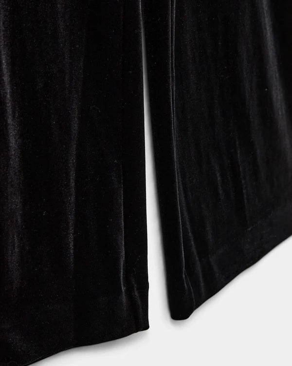 Velvet Wide Legged Trousers in Black