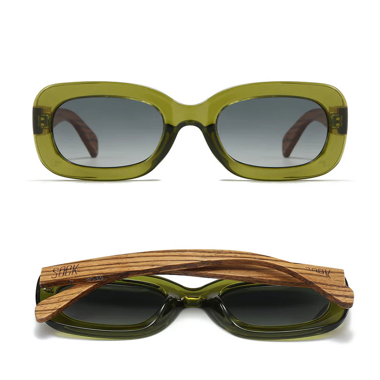 Vibe Moss Sunglasses with White Maple Arms and Black Polarised Lens