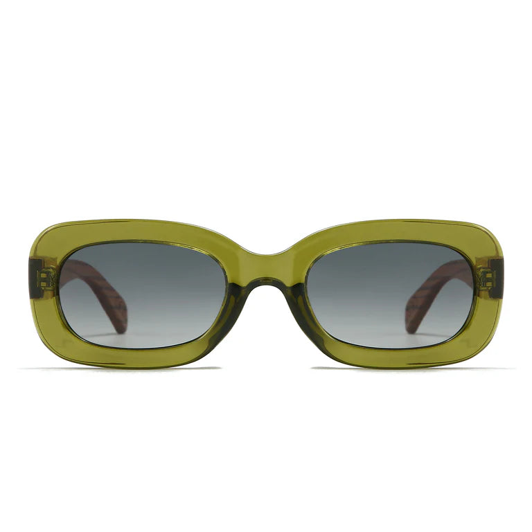 Vibe Moss Sunglasses with White Maple Arms and Black Polarised Lens