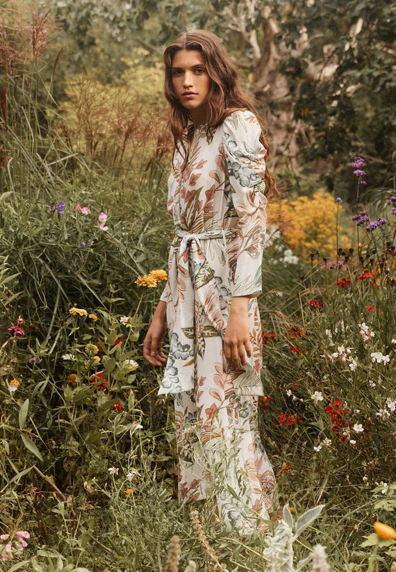 Yanna 100% Cotton Viscose Dress in Passiflora Design