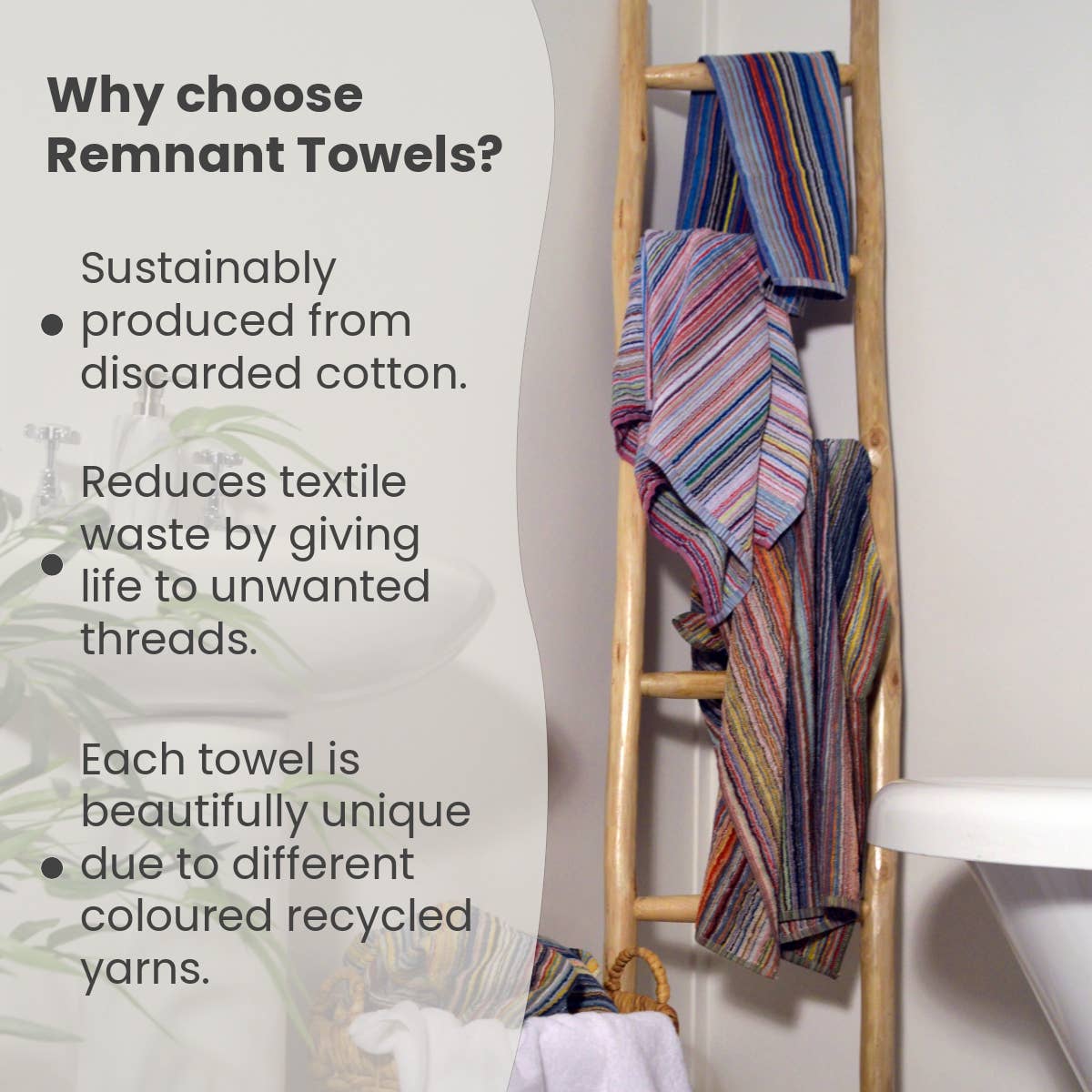 Recycled Cotton Towels - Striped, Lightweight Remnant Yarn: Bath Sheet