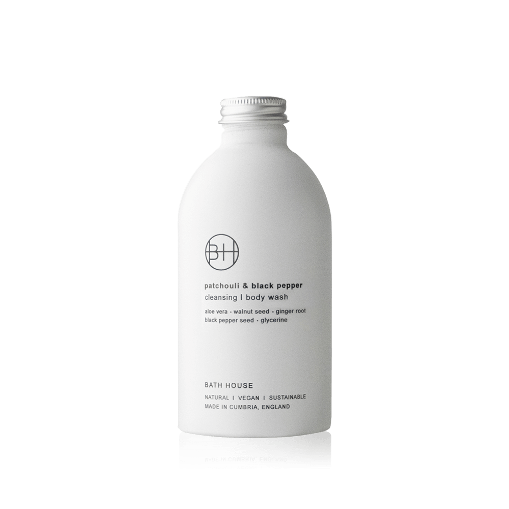 Patchouli and Black Pepper Body Wash in 300ml Aluminium Bottle
