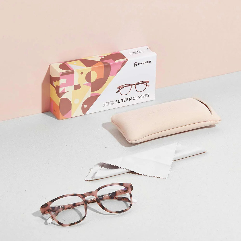 Dalston Blue Light Reading Glasses in Pink Tortoise