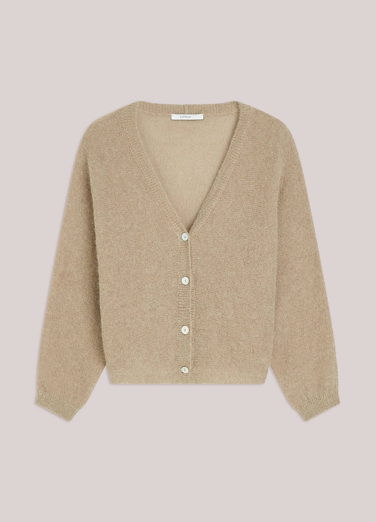 Feather Light Alpaca Knit Cardigan in Khaki