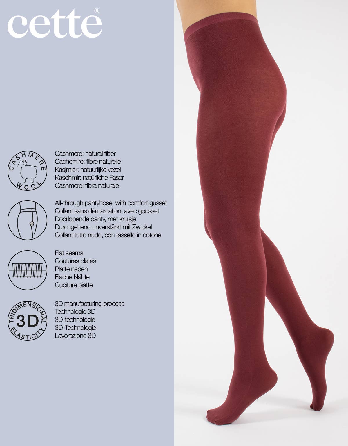Cashmere Wool Tights 150 DEN, Winter tights: Navy