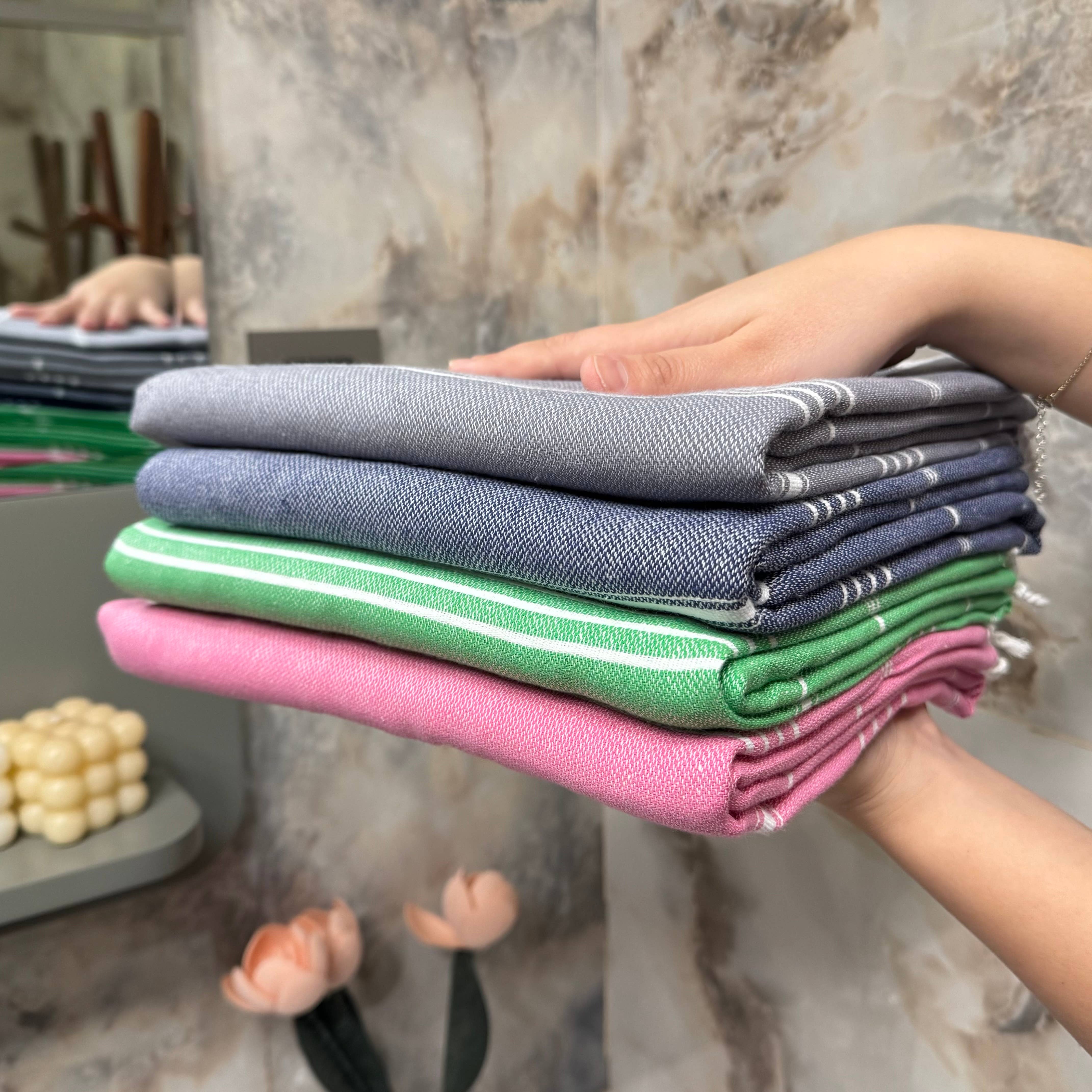 100% Cotton Handwoven Turkish Hammam  in Blue