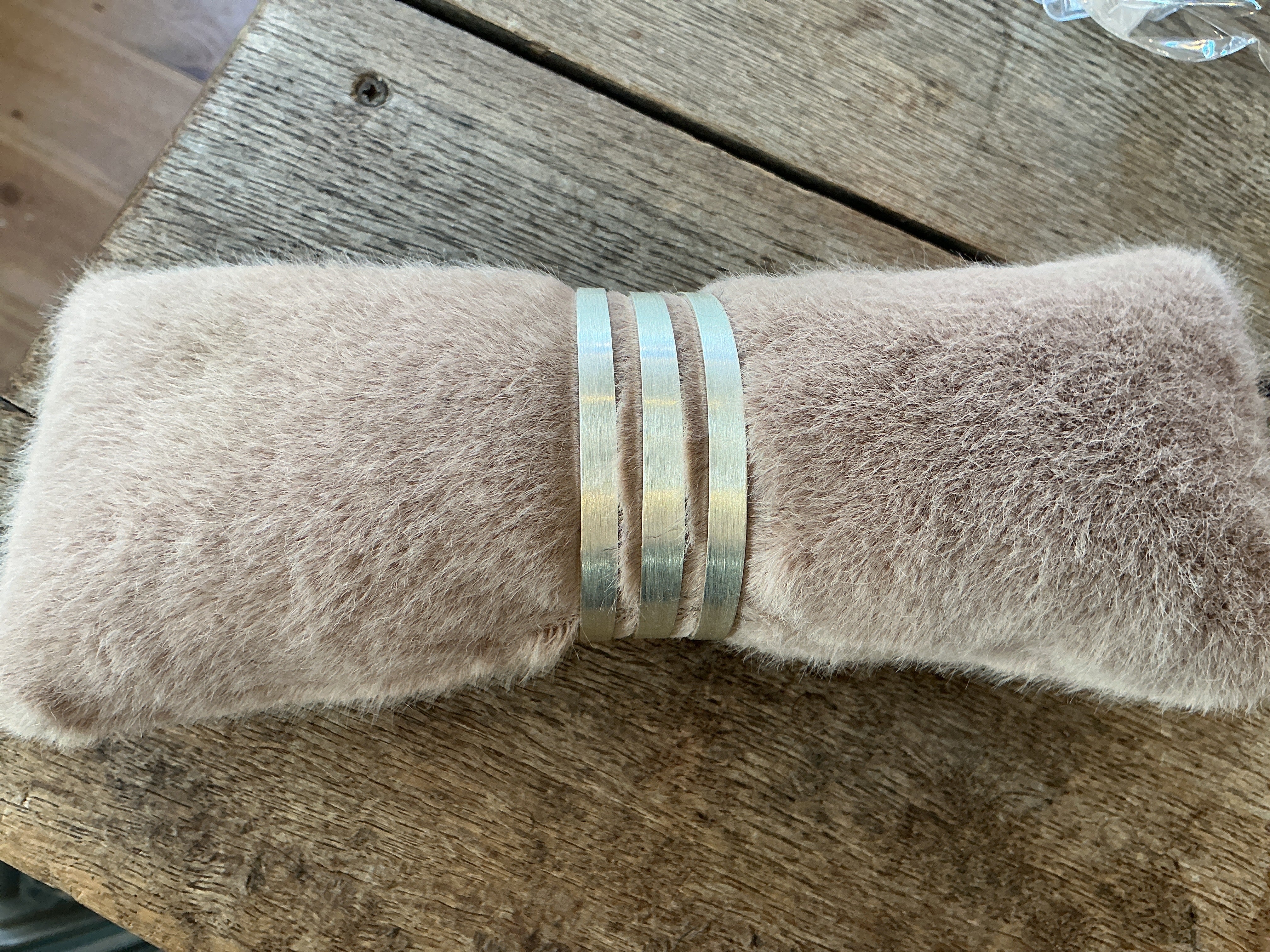 Theia 3 Row Statement Cuff Bracelet in Silver Plate