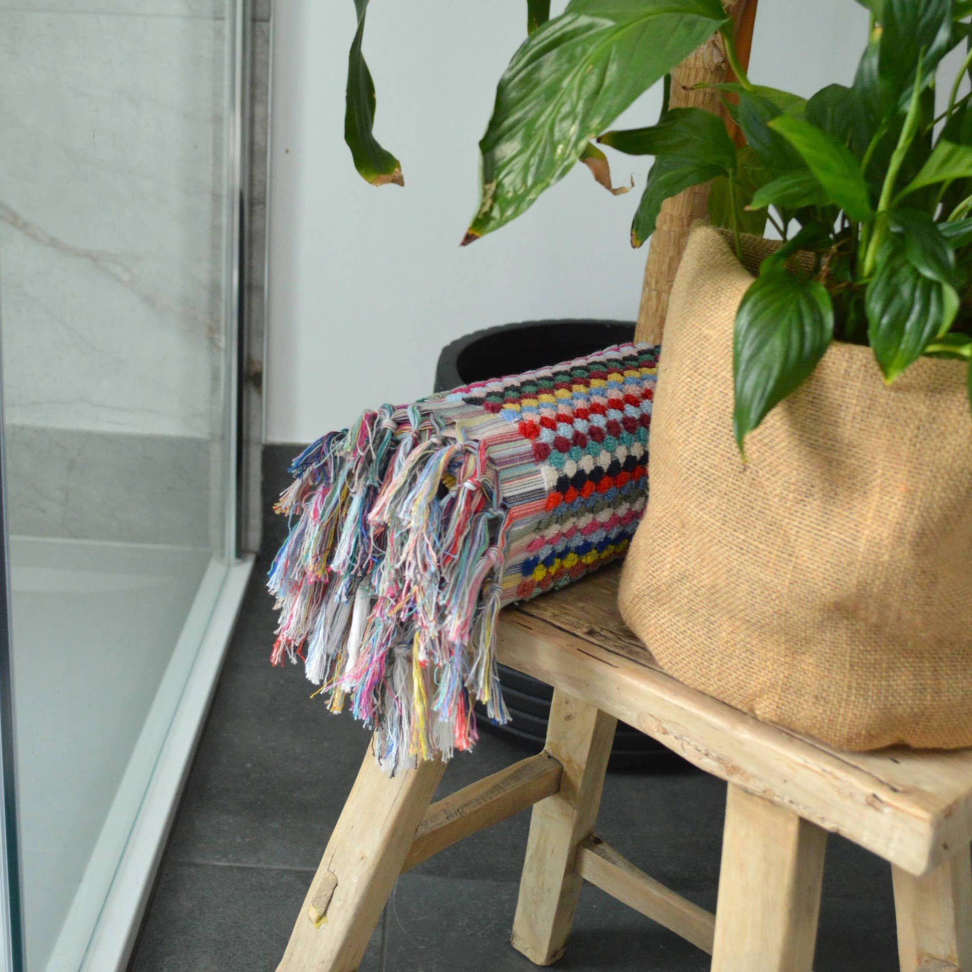 Tasselled Popcorn Texture Bath Towels - 100% Recycled Cotton: Bath Sheet