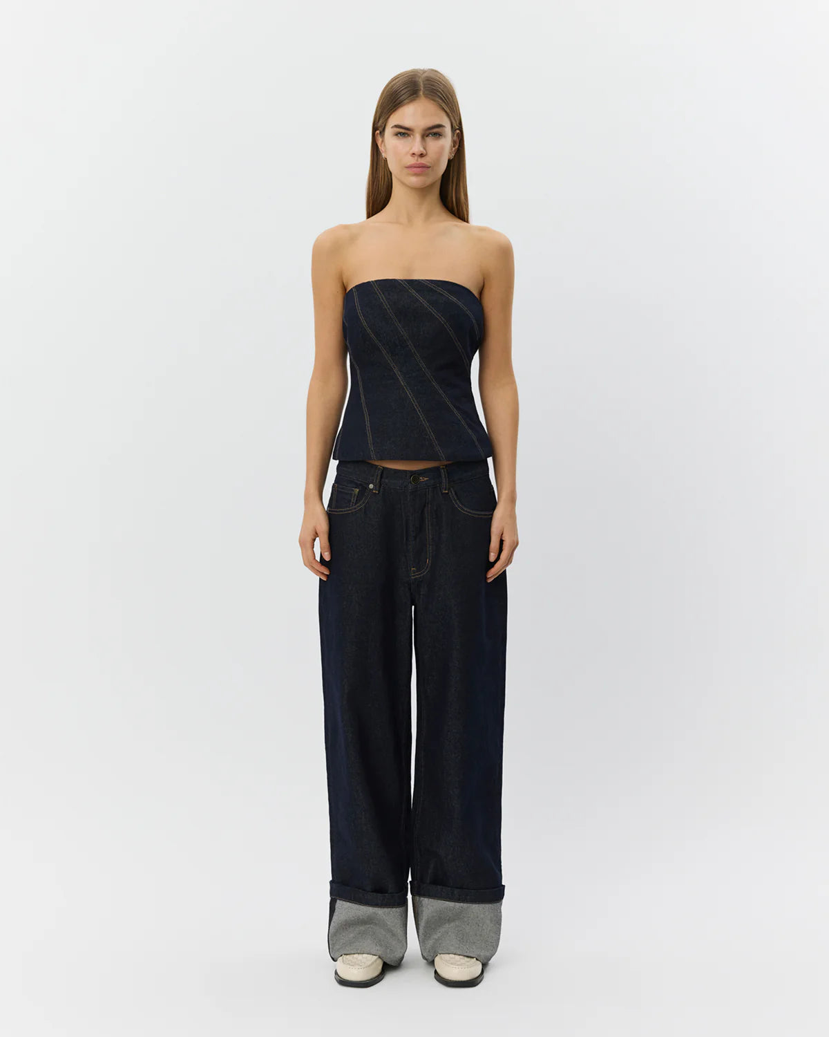 MISHASW RAW DENIM JEANS - DARK DENIM BLUE
