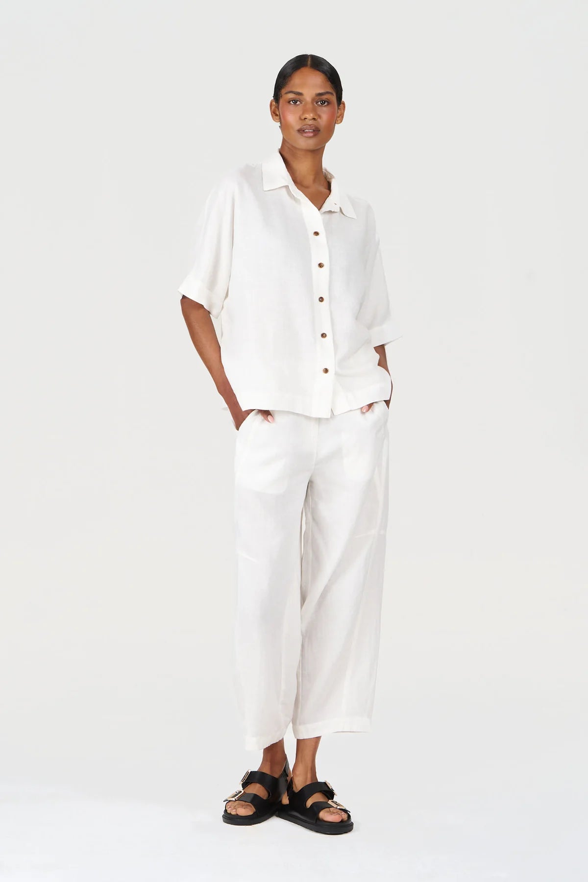 KIMONO Tencel Linen Shirt - White