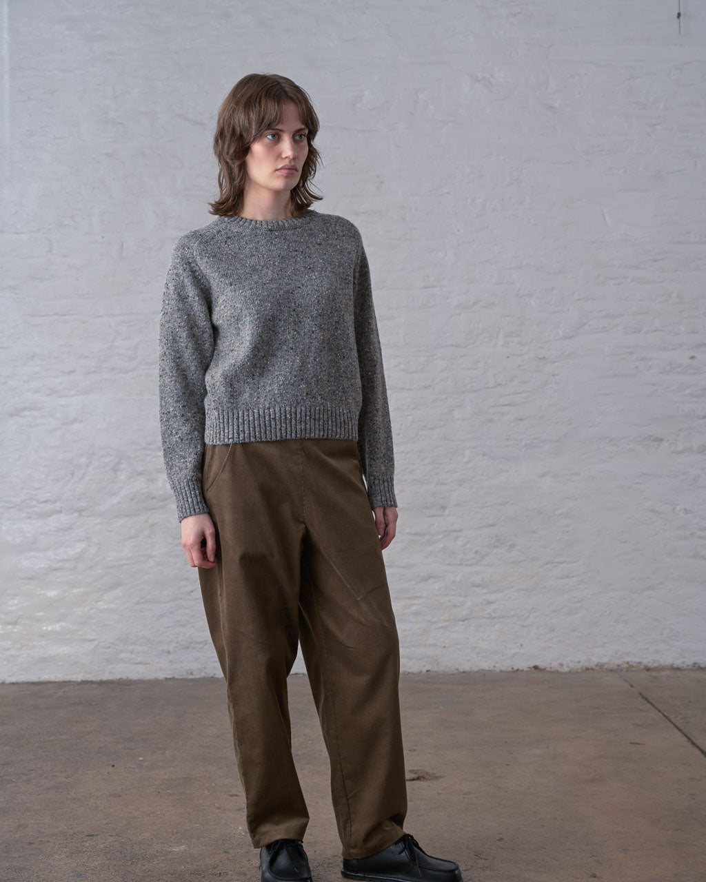 Valentina Narrow leg Cord Trousers in Dark Sand