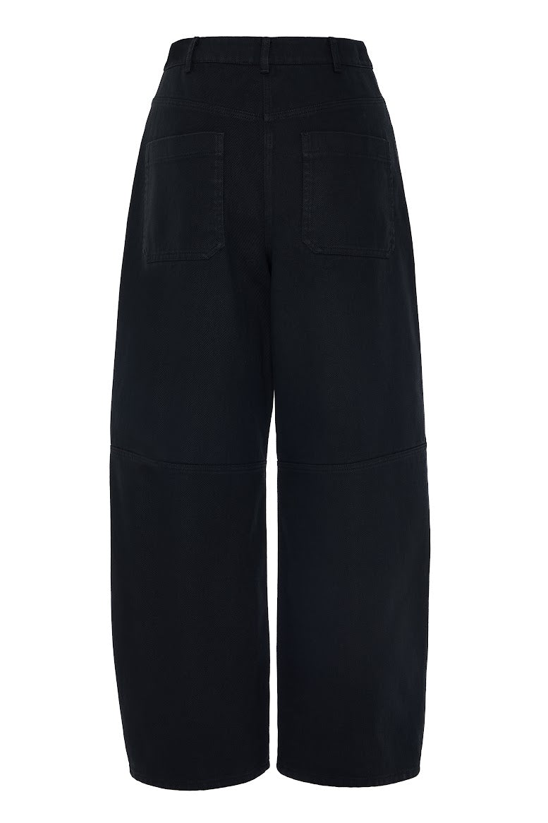 100% Cotton Barrel Trousers in Dark Green