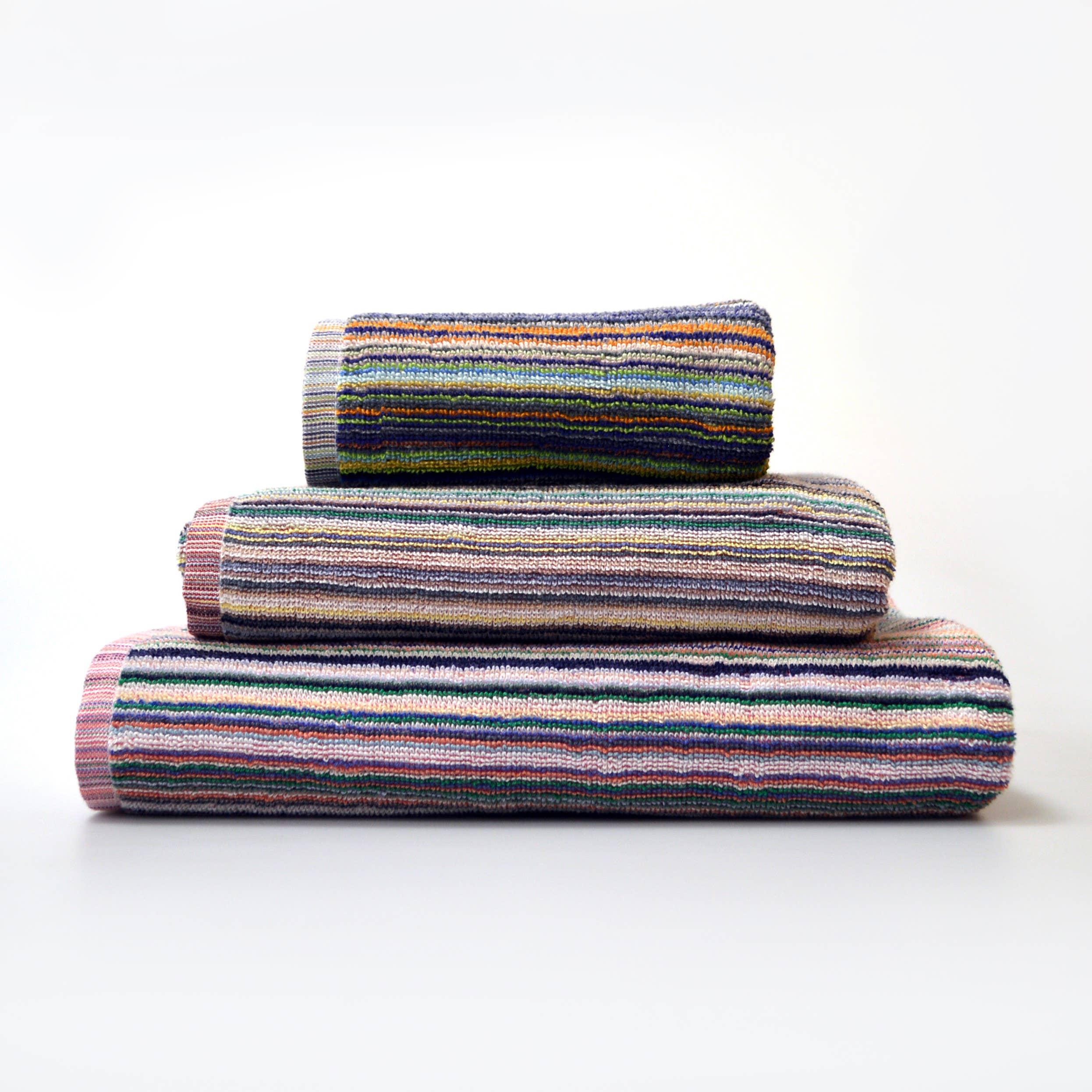 Recycled Cotton Towels - Striped, Lightweight Remnant Yarn: Hand Towel