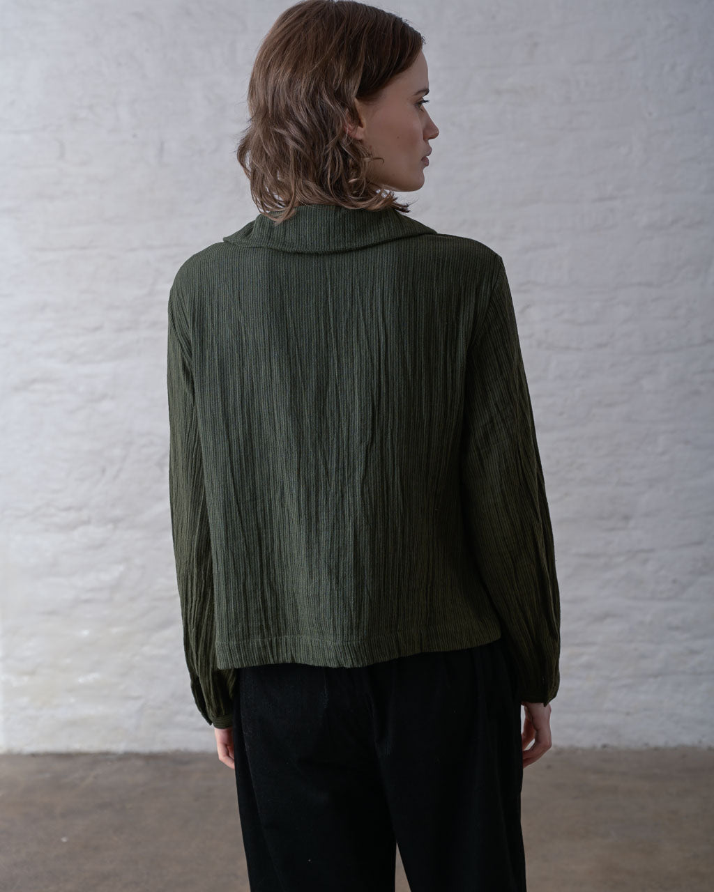 Jolene Casual Shirt in Green Pin Stripe