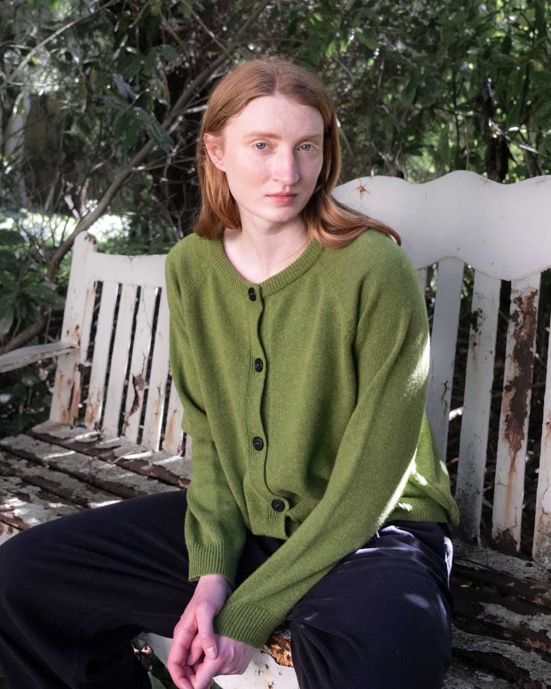Lottie Aran Cardigan in Moss