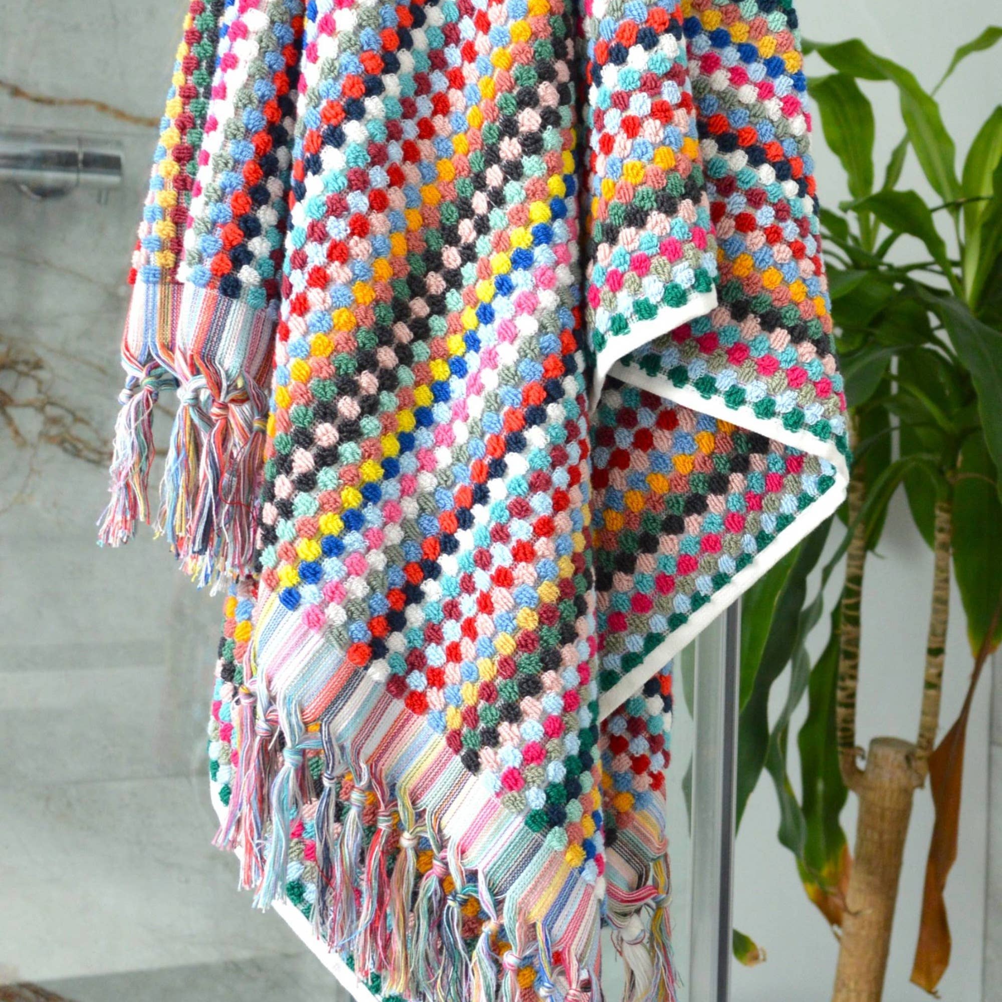 Tasselled Popcorn Texture Bath Towels - 100% Recycled Cotton: Hand Towel
