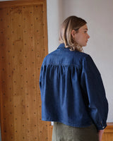 Ada Cropped Blouse in Denim