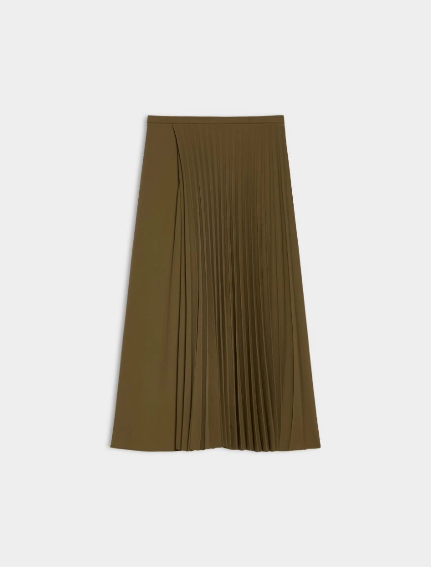 Alamaro 100% Recycled Polyester Pleated Skirt in Khaki
