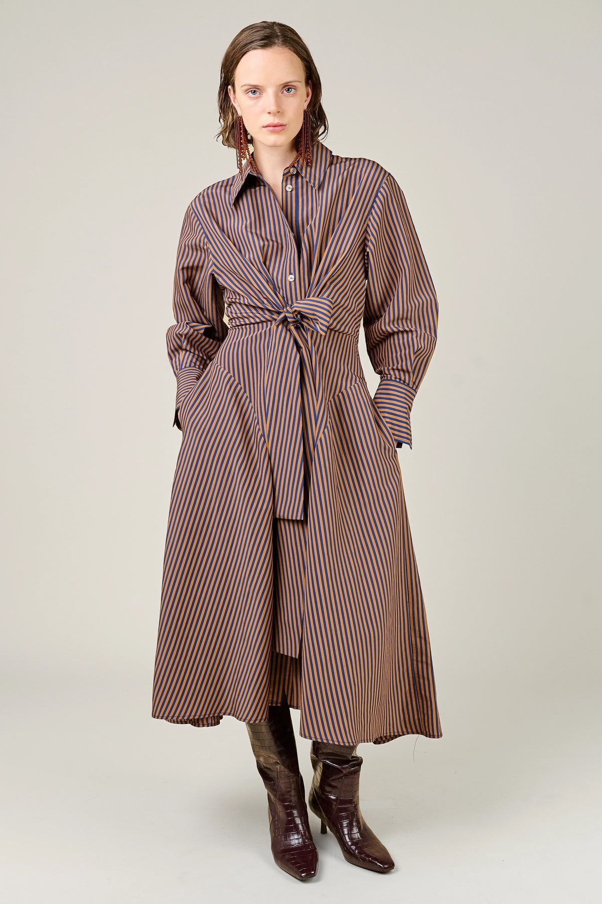 Alara Tie Front Shirt Dress