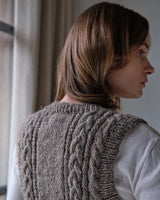 Amita Knitted Vest in 100% Merino Wool in Light Brown