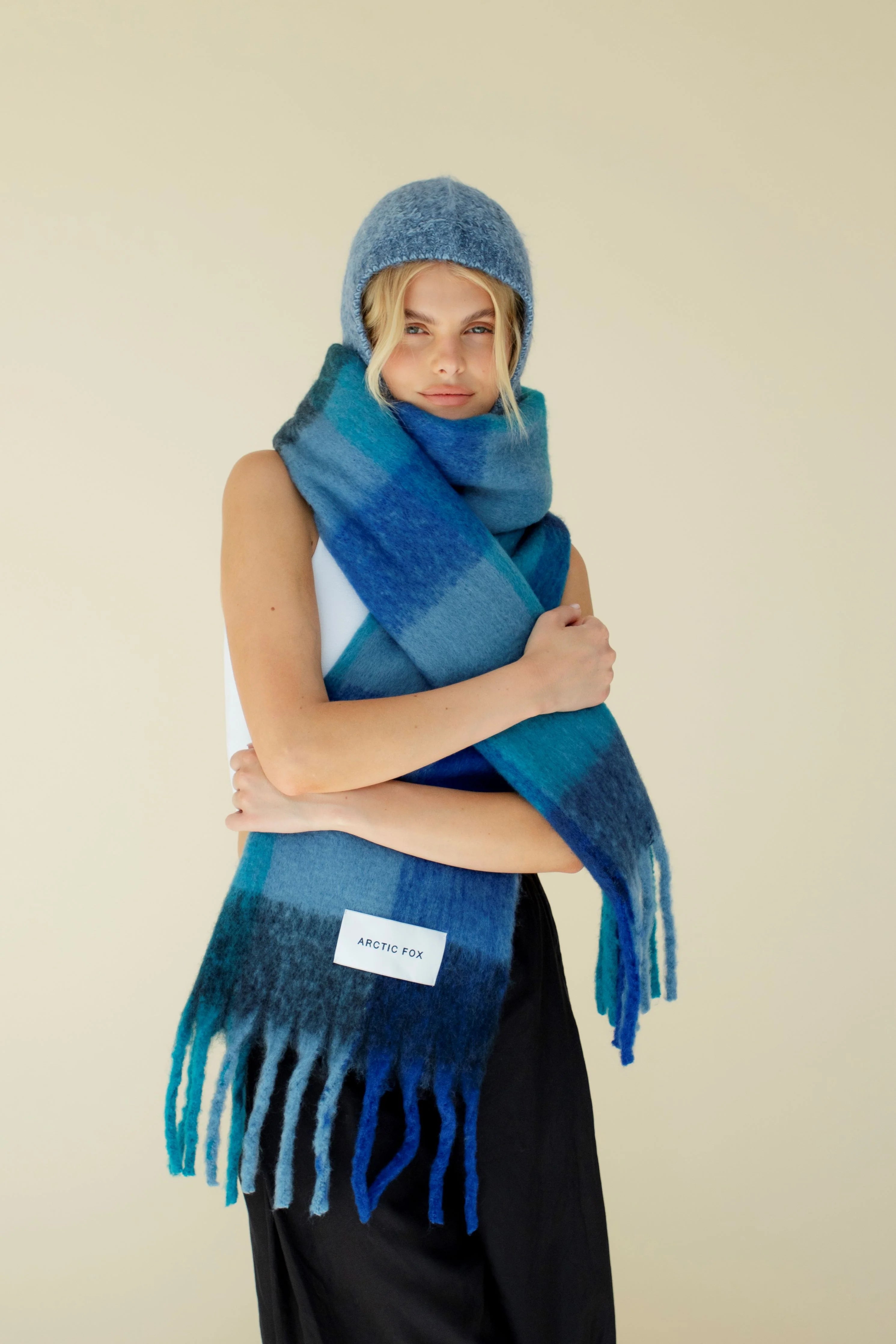 The Reykjavik Scarf in Blue Check