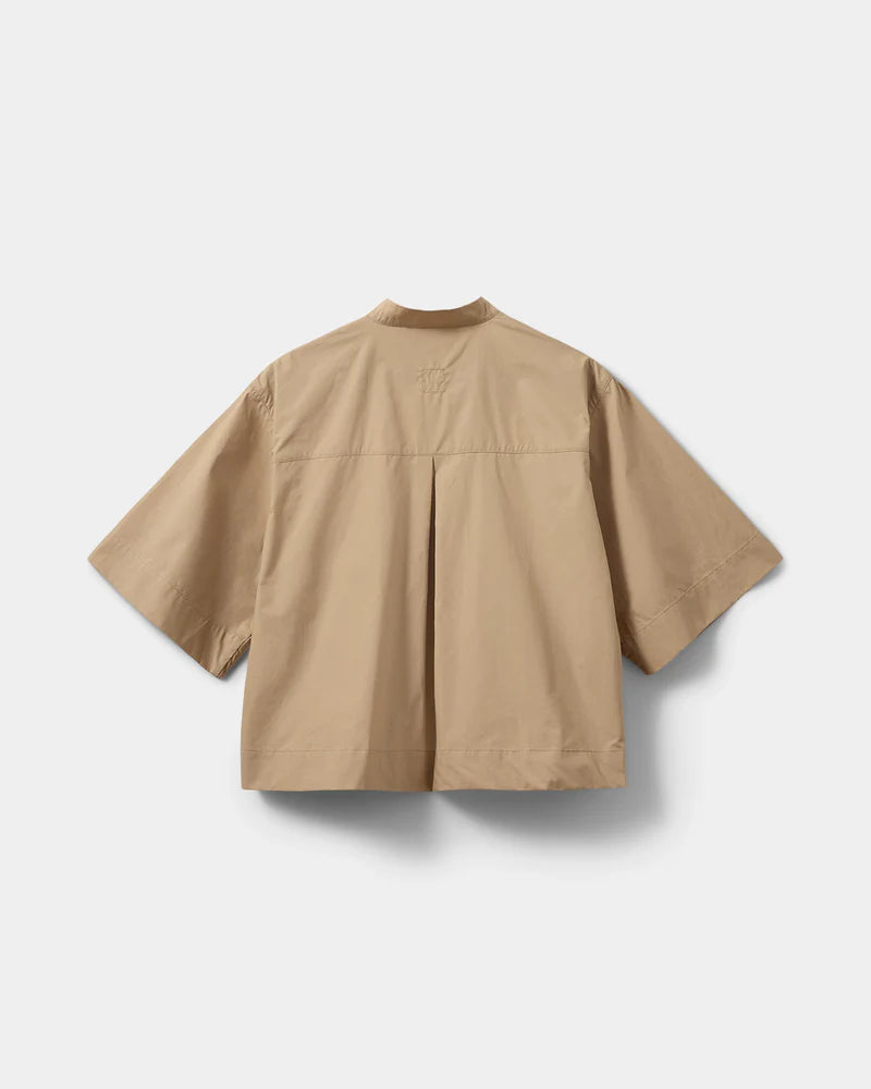 100% Cotton Lili Short Sleeved Shirt in Beige
