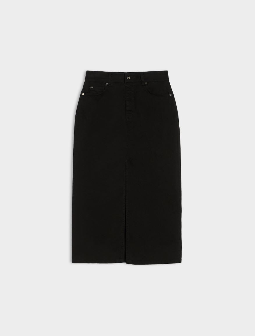 Belli Cotton Straight Pocket Skirt in Black