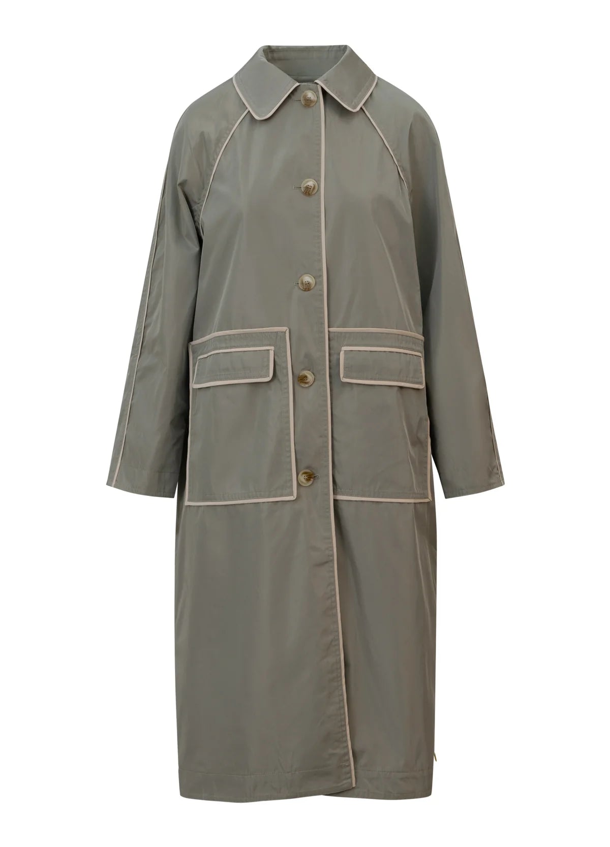 Binded Trenchcoat in Beige with Cream Piping