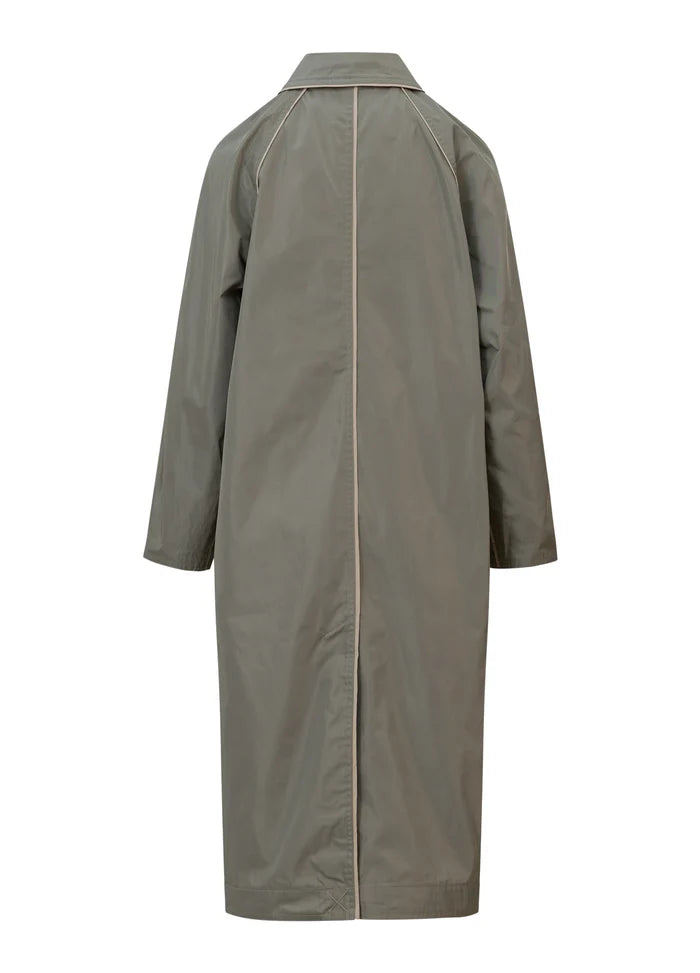 Binded Trenchcoat in Beige with Cream Piping