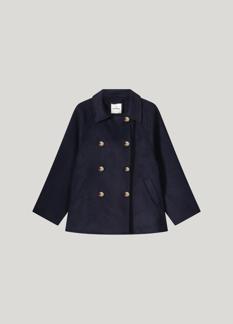 Wool Mix Midnight Blue Pea Coat