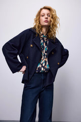 Wool Mix Midnight Blue Pea Coat