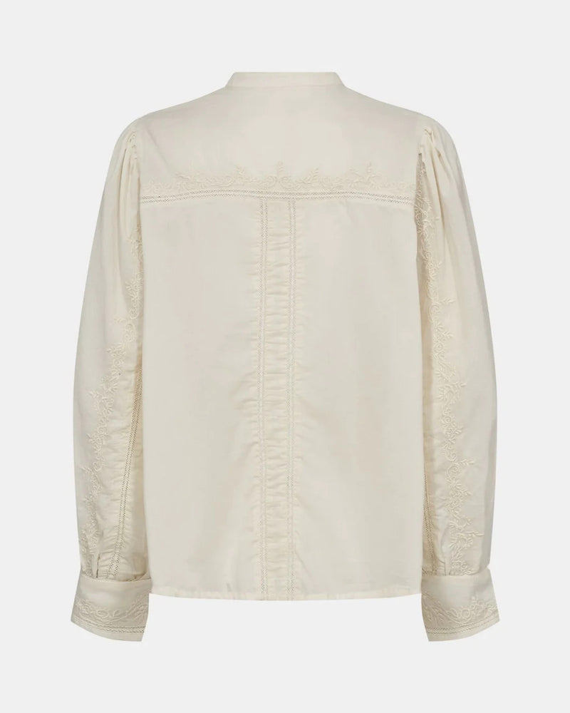 100% Cotton Embroidered Blouse in Off White