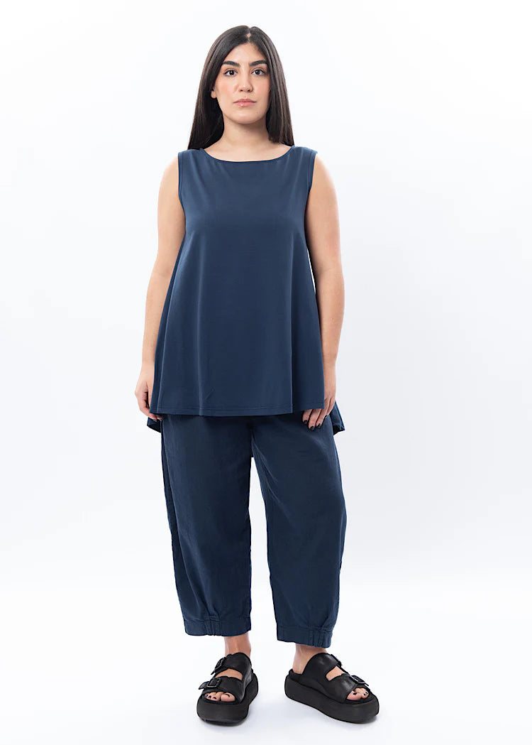 Boa 90% Cotton Tunic Top in Dark Navy